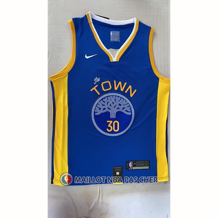 Maillot Golden State Warriors Stephen Curry NO 30 Earned 2022-23 Bleu
